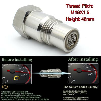 CEL Fix Check Engine Light Eliminator Adapter Oxygen Sensor Spacer Weld Bung Plug Wideband Nut Cap Kit Set M18 x 1.5 Silver Car Parts Accessories