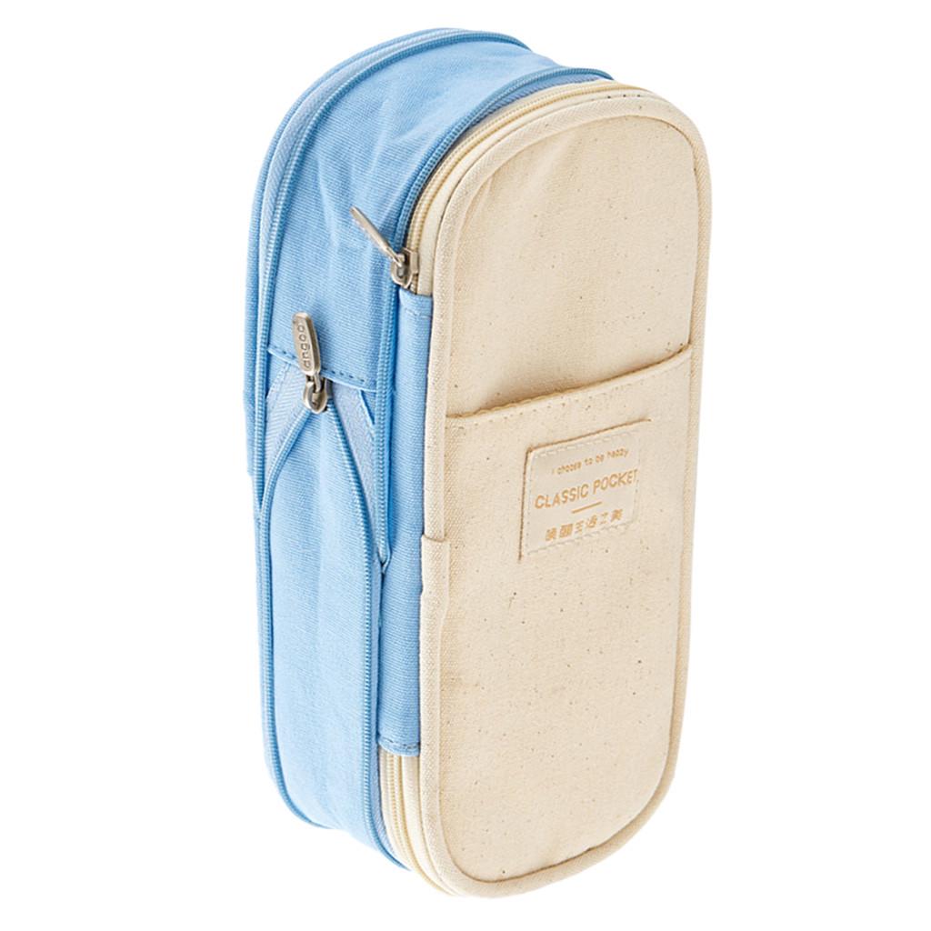 Canvas Large Capacity Pencil Case Multifunctional Zipper School Portable Simple