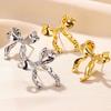 Minimalist Cute Small Bowkont Stud Earrings for Women Trendy Gold Plated Y2K Bow Earrings Piercing Ear Accessories Jewelry Gift