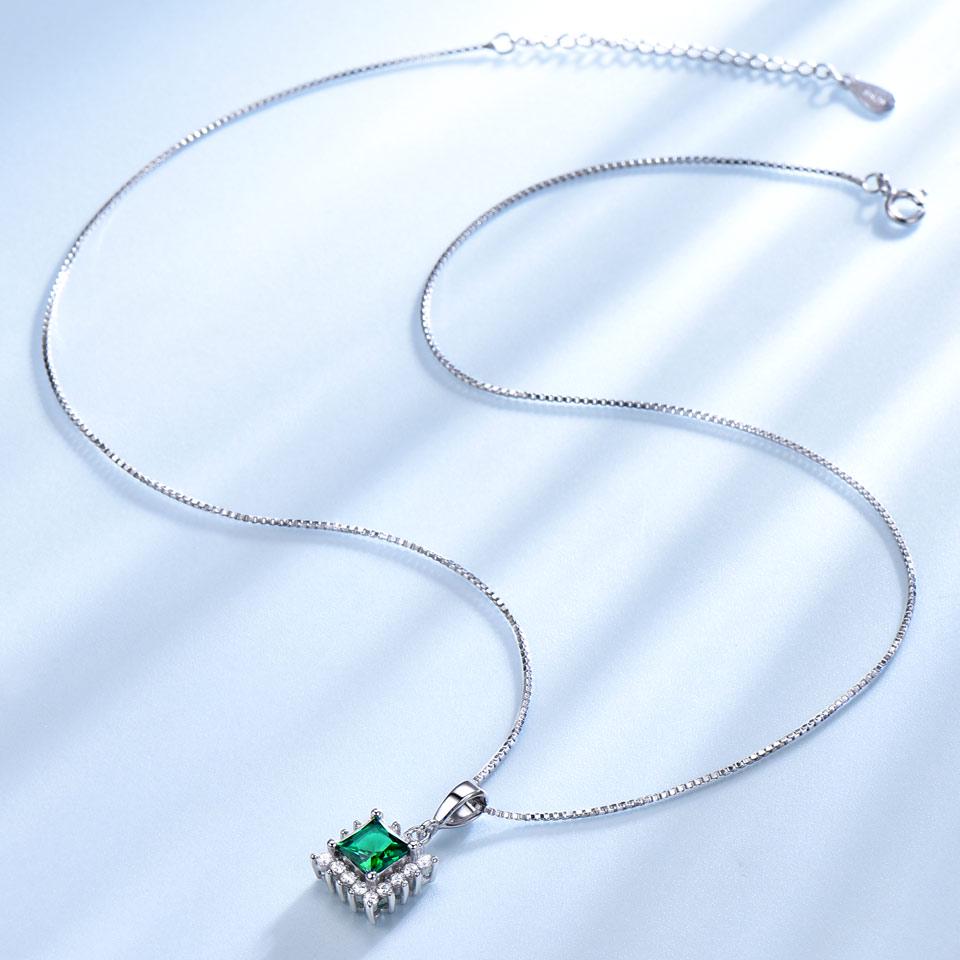 Umcho 925 Sterling Silver Green Emerald Gemstone Earrings Necklace Set for Women