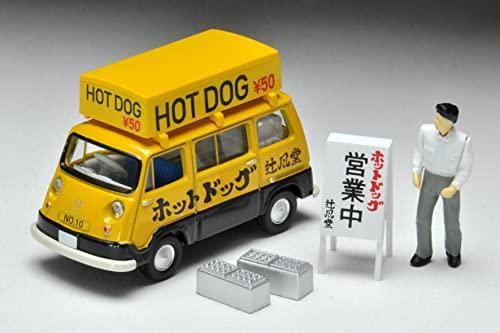 TOMYTEC Tomica Limited Vintage 1/64 Scale LV-201a Subaru Sambar Light Van Hot Dog Vendor (Yellow/Black) with Figure (Finished Product)