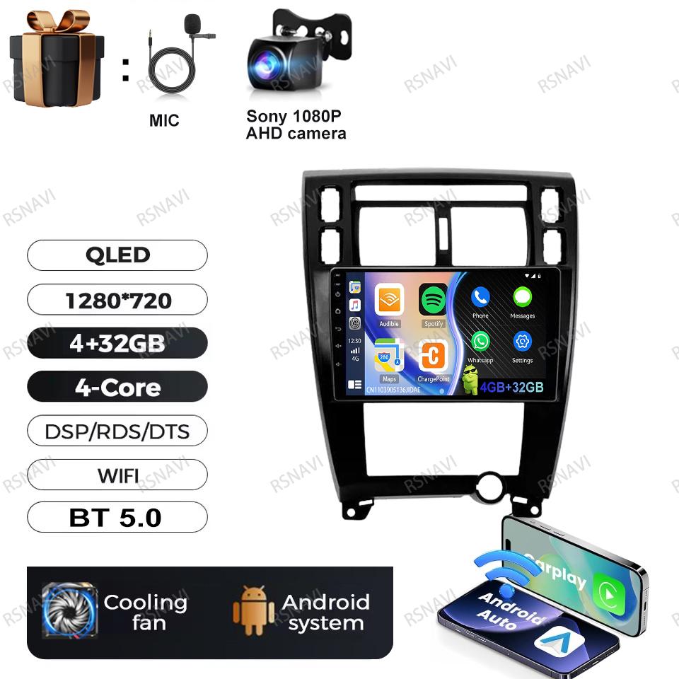 Android 16 Multimedia For Hyundai Tucson 2004-2013 Video Player Car Radio DSP RDS Carplay Head Unit Audio Auto 5G WIFI GPS BT