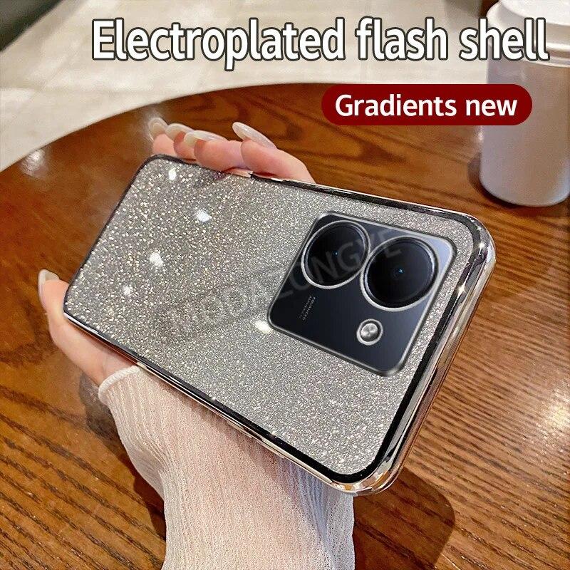 For VIVO Y36 4G Case Electroplating Luxury Soft Glitter TPU Back Cover VIVO Y36 5G Phone Casing For Girl Woman