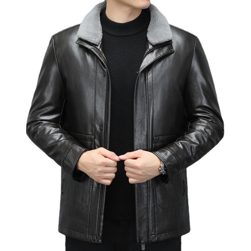 Winter Detachable Liner Mid-Length Sheepskin Middle-Aged Men's Genuine Leather Clothes Casual Thickening Down Jacket Coat