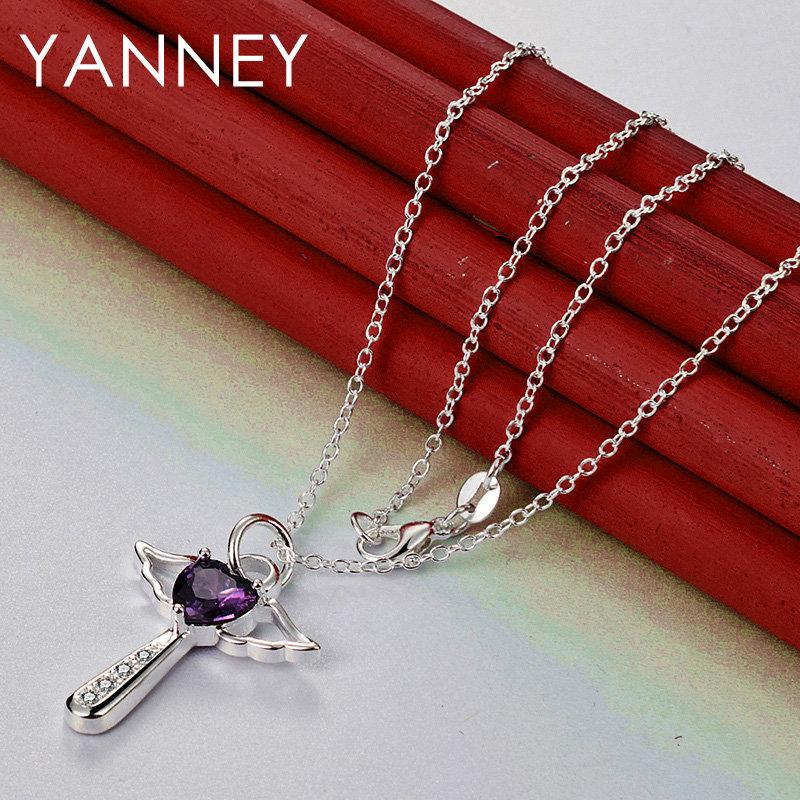 Elegant 925 Sterling Silver 16-30 Delicate Heart Shaped Round Zircon Necklace Women Gift Party Wedding Jewelry Accessories