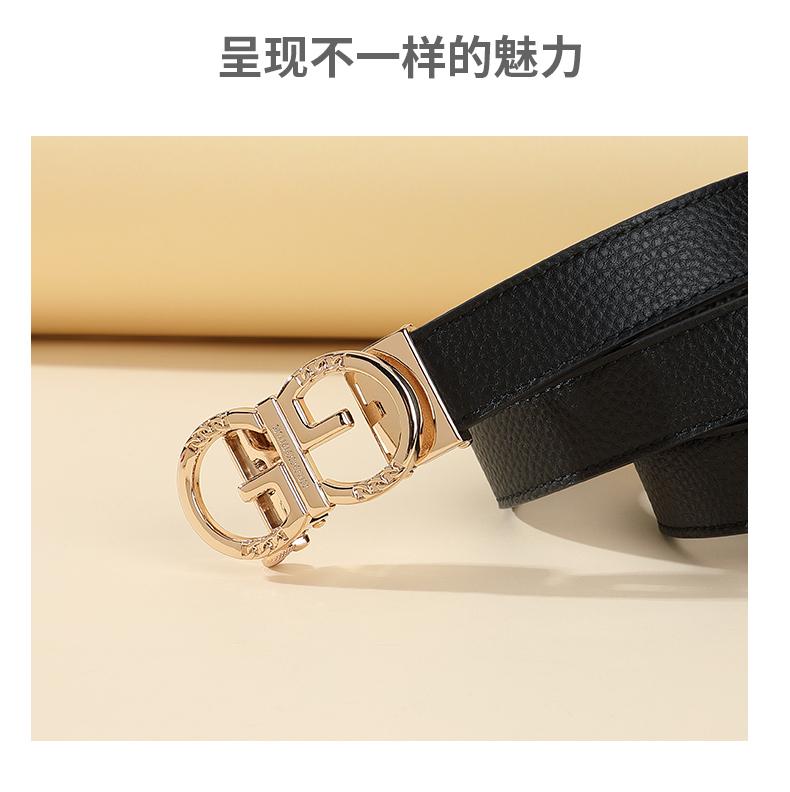 Crocodile Shirt Trendy Double G Decorative Double sided Head Layer Cowhide Fashion Belt Women's Genuine Leather Automatic Buckle Belt Women's Belt