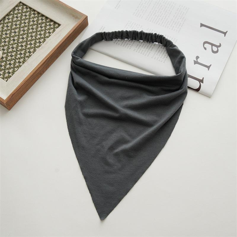 Woman Long Solid Summer Head Scarf Cotton Triangle Bandanas Lady Fashion Elastic Hairband Girls Large Bohemian Hair Accessories