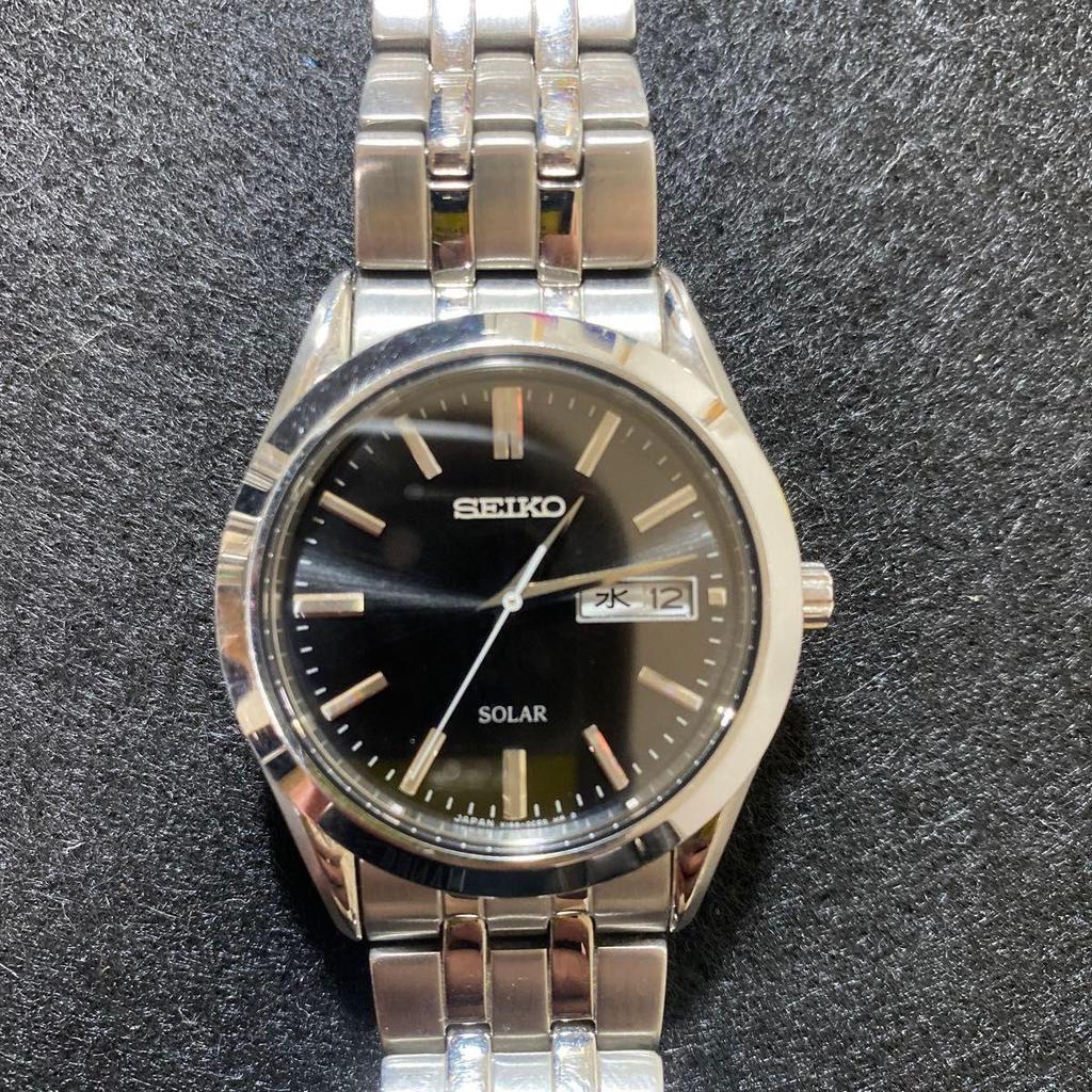 Б/у Мужские часы SEIKO Солнечные День недели Дата Черный циферблат