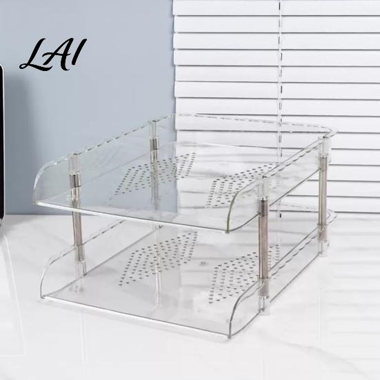 Clear File Organizer Desk Organizer Stackable Transparent Layers PET Rack Desktop Space Saving for A4 Documents And Stationery Accessories