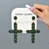 Роскошные блестящие кристально прозрачные стеклянные серьги-крестики, женские популярные длинные подвески в стиле ретро, ​​большие подвесные украшения, аксессуары для ушей