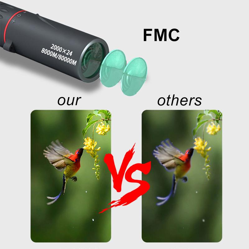 2000x24 HD монокулярный телескоп мини-портативный с высоким увеличением открытый ночного видения с держателем открытый кемпинг охота наблюдения за птицами телескопы