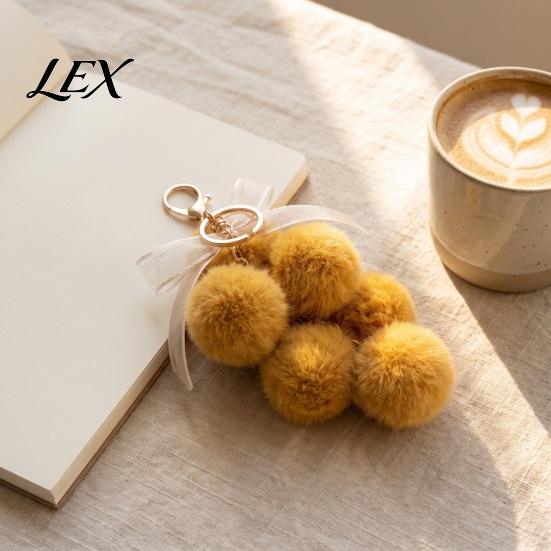 Grape Plushie Charm Plush Keychain for Handbags, Fuzzy Cluster Bag with Decorative Pendant Bow, Fluffy Ball Keyring Backpacks and Purses