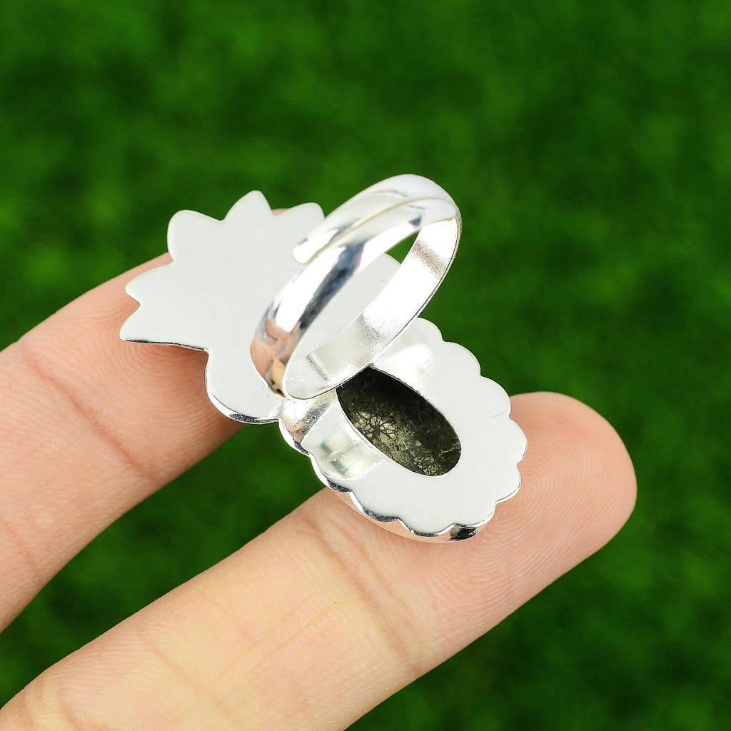 925 Silver Oval Marcasite Stone Mother Bezel Solitaire Statement Promise Ring