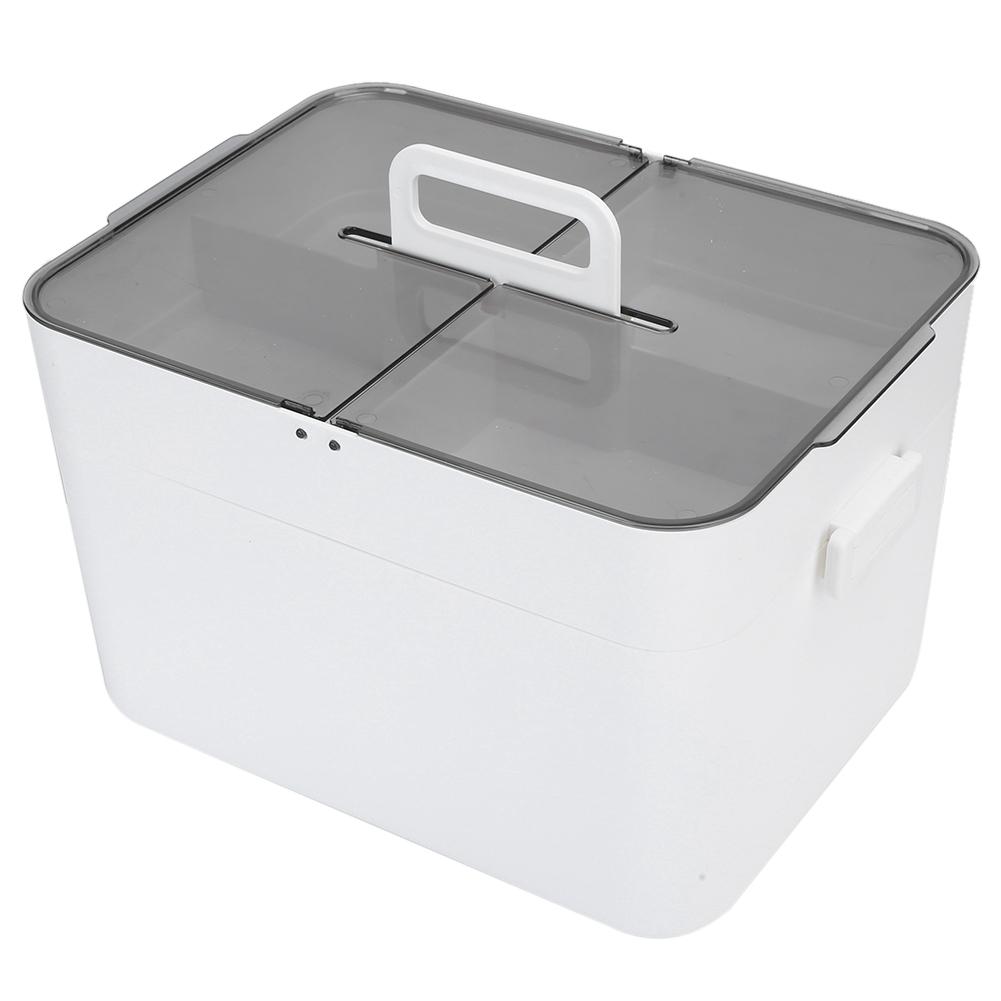 Ящик для хранения, большой, двухслойный, офисный, белый, пластиковый отсек, пылезащитный, аптечка