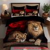 Thickened Polished Skin-Friendly Lion Digital Printing 3D Three-Piece Quilt Cover