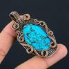 Tibetan Turquoise Gemstone Pure Copper Wire Wrapped Handmade Pendant Jewelry For Her