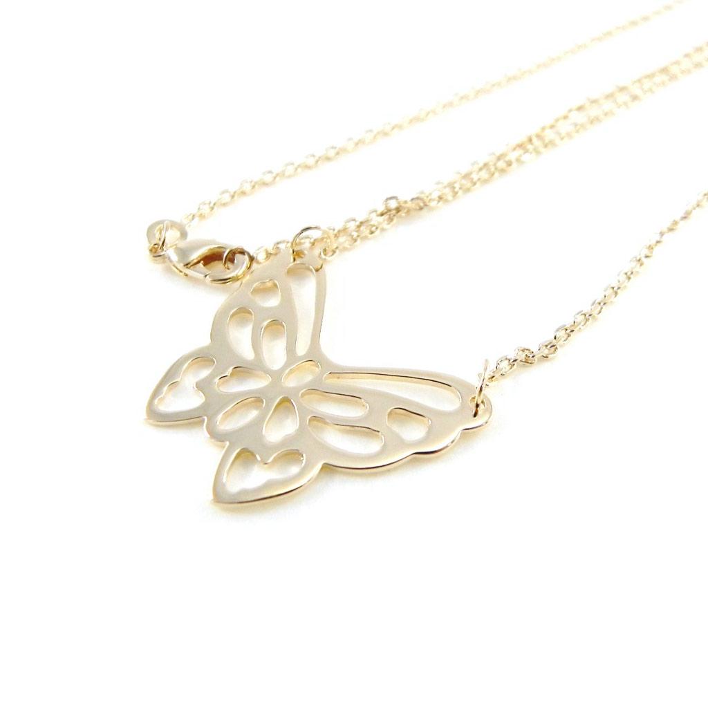 Les Trésors De Lily [E9036] - Gold-Plated 'Butterfly Filigree' Necklace - 25x20 Mm