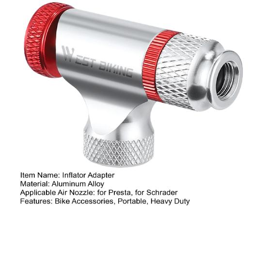 Bike CO2 Inflator Adapter for Presta for Schrader Valve Portable MTB Road Mountain Bicycle Tire Pump Inflatable Bottle Connector Nozzle Bike