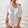 Latest Summer Beach Skirt for Women's Solid Color Sexy Knitted Hollow Beach Bikini Swimsuit Blouse Sun Protection Suit