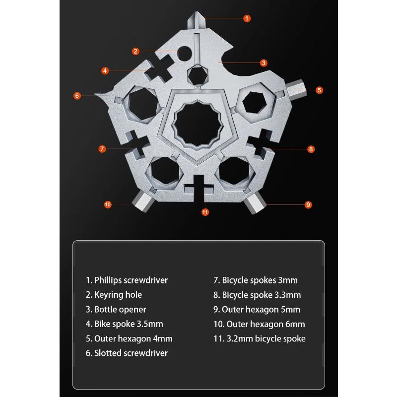 23 в 1 пятиугольный многофункциональный снежинка внутренний шестиугольный гаечный ключ инструмент для повседневного использования отвертка велосипедный комбинированный инструмент 58*58 мм