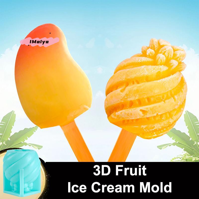 Форма для мороженого M-Food-Safe Фрукты 3D Дизайн Клубника Манго Персик Легкое извлечение Форма для торта, шоколада, желе, мыла DIY
