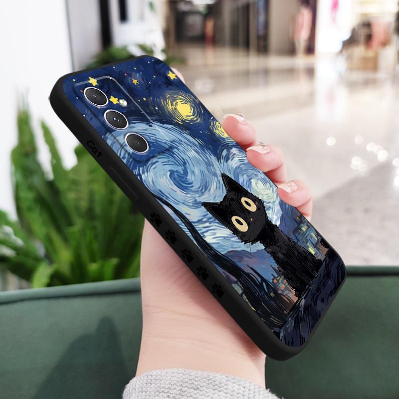Чехол со звездным котом для Samsung Galaxy A56 A55 A36 A35 A26 A25 A17 A16 A15 A07 A06 A05 A05S A54 A34 A24 A14 A04 A04S A04E 5G
