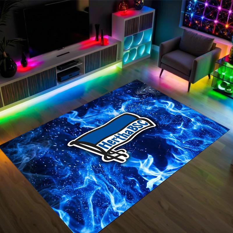 hertha bsc FC Design Crystal Velvet Carpet Cozy Non?Slip Printed Rug For Bedroom Living Room Entrance