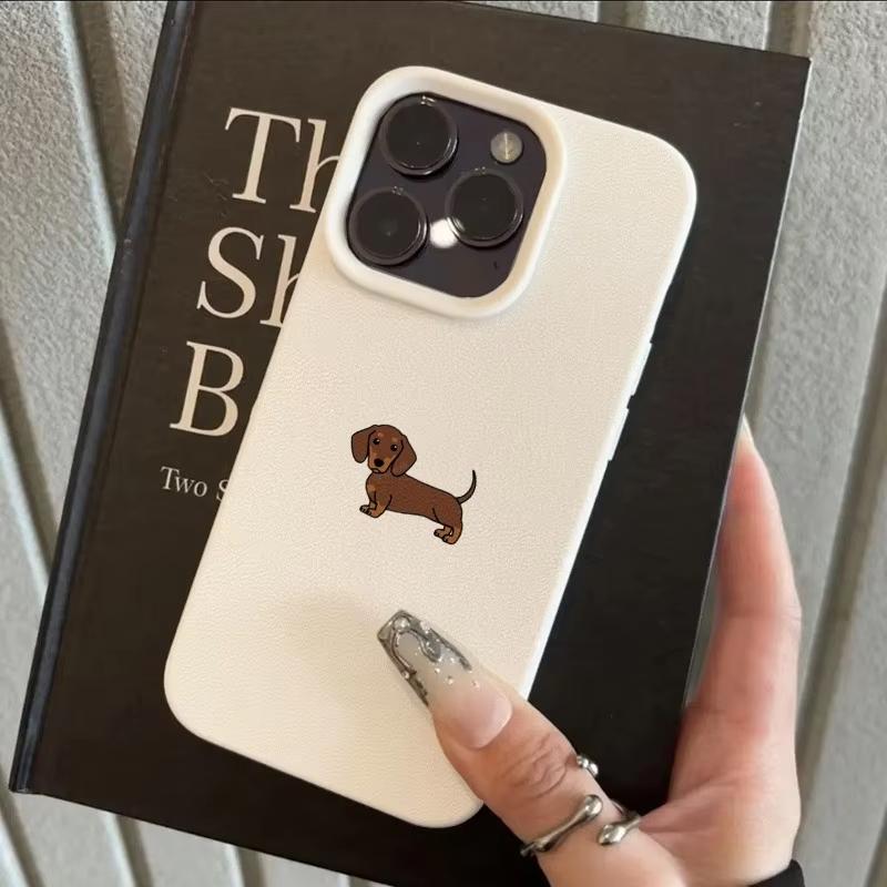 Минималистичный коричневый чехол для телефона с рисунком таксы для iPhone 17 Air 16 e 15 14 13 12 11 Pro Max Plus Mini SE Мягкий TPU чехол Funda