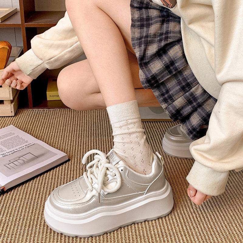 Модные ретро универсальные белые туфли на платформе, кеды, женские, 2025, новые, весна-осень, легкие повседневные спортивные туфли