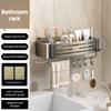 Bathroom Shelf Towel Rack Strong Load-bearing Drainage Hole Design Self Adhesive No Drilling Easy To Install Storage Rack Shower Organizer