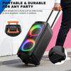 Караоке-машина, двойной 8-дюймовый сабвуфер, большая Bluetooth-колонка с пиковой мощностью 500 Вт, PA-система с DJ-подсветкой, колесами и тележкой