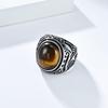 2025 Vintage Carved Tiger Eye Stone Ring, Men's Personalized Black and White Turquoise Ring, Fashionable Jewelry