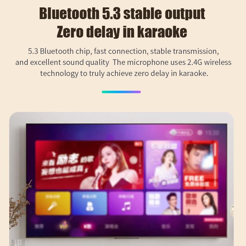 Караоке Беспроводная Портативная Bluetooth 5.3 Колонка с Микрофоном RGB Портативный Музыкальный Плеер Караоке-машина для Ребенка Дом Подарок