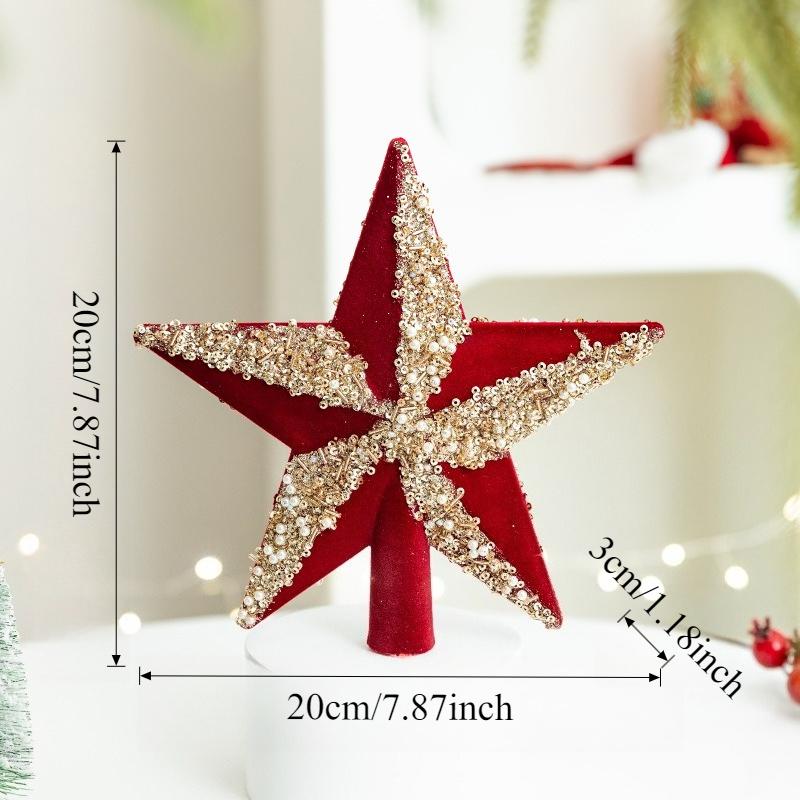 Christmas Tree Star Decorations Wine Flocking Christmas Ball Bows Ornaments Five-Pointed Star Adornos Navideños Enfeite De Natal