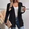 Autumn and Winter Women's Hollow Solid Colour Home Leisure Temperament Commuter Knitted Long-sleeved Cardigan Jacket