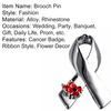 Fashion Ribbon Poppy Brooch Pin Cancer Badge Breastpin Evening Party Jewelry Decoration