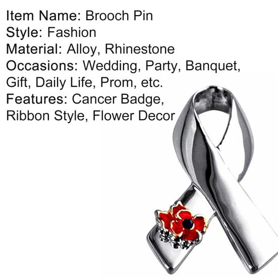 Fashion Ribbon Poppy Brooch Pin Cancer Badge Breastpin Evening Party Jewelry Decoration
