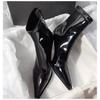 Sexy short boots women's small patent leather temperament ankle boots European and American autumn and winter thin boots new commuter pointed stiletto