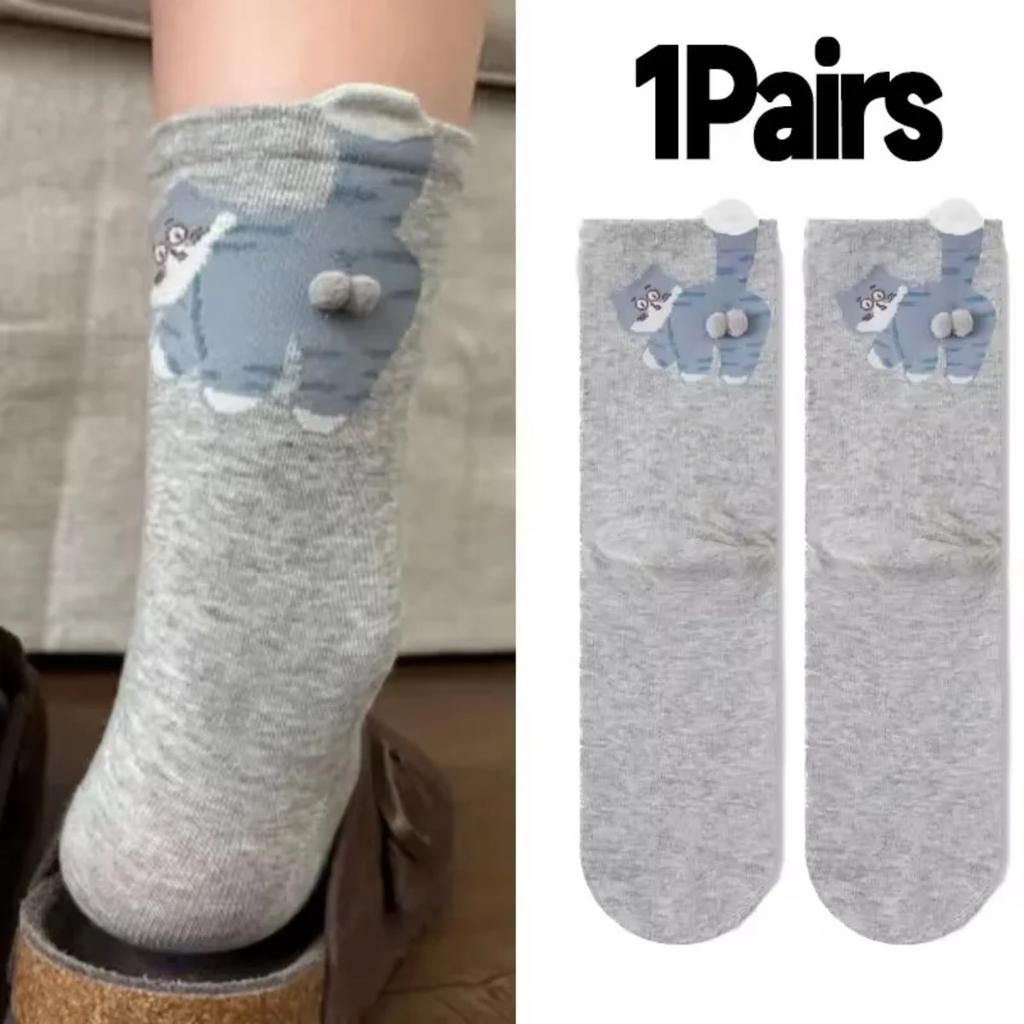 JOYBLISS 3D Милые Носки с Котиками Черные/Белые Забавные Хлопковые Носки с Котиками Дышащие Мягкие Женские Носки Новинка Каваи Подарочный Набор Носков