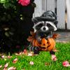 Halloween Raccoon Yard Stake Raccoon And Pumpkin Sign with Stakes Fall Decoration Stake for Home Courtyard Garden Patio Decoration