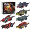 6 Pack Dinosaur Toy Pull Back Cars Set, Dino Toys for 3 Year Old Boys & Toddlers, Mini Animal Figure Pull Back Cars Toys Dinosaur Games with T Rex