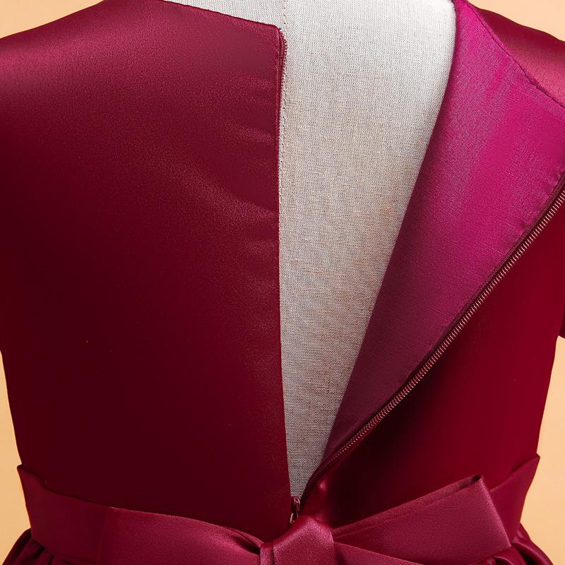 Детское элегантное праздничное вечернее платье на свадьбу, день рождения, детские рождественские платья для девочек, атласное однотонное платье для девочек