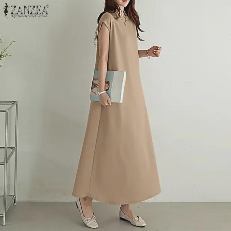 Платье 2024 года из хлопка и льна с длинными рукавами, свободными лацканами и карманами