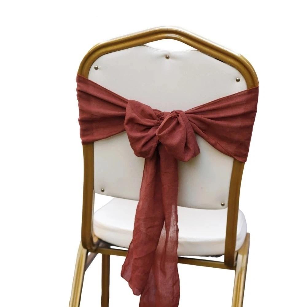 2Pcs Designed Decor Rustic Chair Sashes Cheesecloth Tulle Overlock Chair Ties Non-slip 11 Colors Chair Cover Wedding Decoration