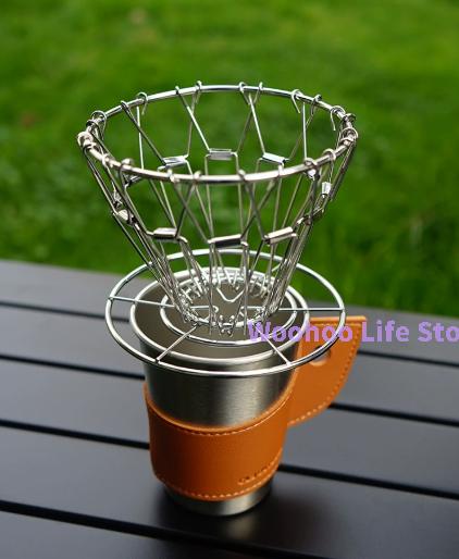 Портативный кофейный дриппер из нержавеющей стали, складная кофеварка pour-over, держатель для кофейного фильтра для кемпинга, 304 нержавеющая сталь, кофе