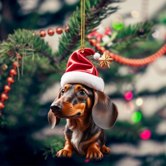 Подвеска на рождественскую елку, милая форма собаки, акриловое подвесное украшение для рождественской елки для дома, праздничное украшение