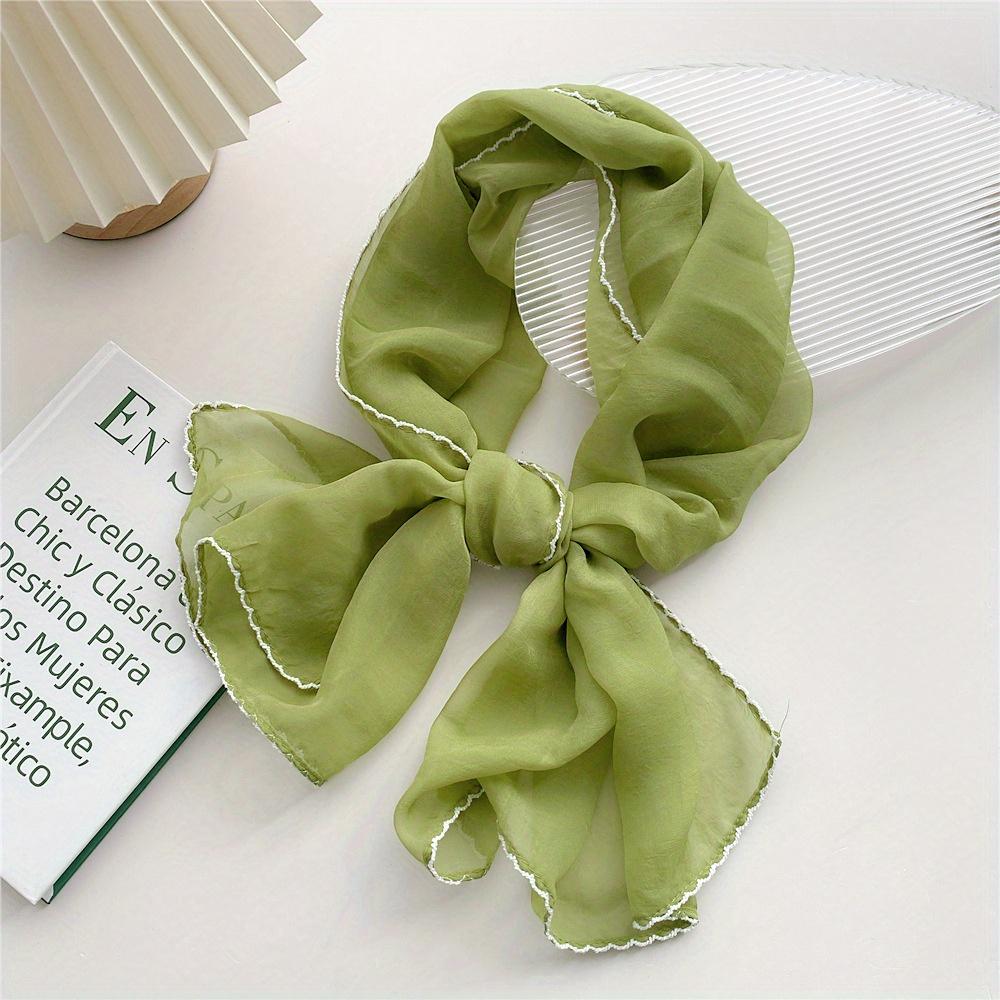 Solid Color Lace Neckerchief Long Scarfs Ribbon Wrist Basic Versatile Thin Head Scarf For Women Simple Headband Fashion Hairband