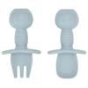 2pcs/set Food Grade Silicone Mini Fork Spoon For Baby Animal Print Utensils Set Feeding Spoon Learn To Eat Children's Tableware