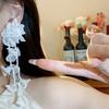 1 пара Элегантные серьги-цветы из шифона с бусинами и кисточками в богемном стиле, цветочные серьги-капли для отпуска, изысканные украшения