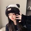 Cute Cat Ear Plush Hat for Women New Winter Warm Big Head Circumference Knitted Hat Versatile Ear Protection Wool Hat